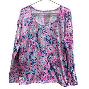 Lilly Pulitzer Luxletic Top in Multi La Playa Print Scoop Neck Women's Medium